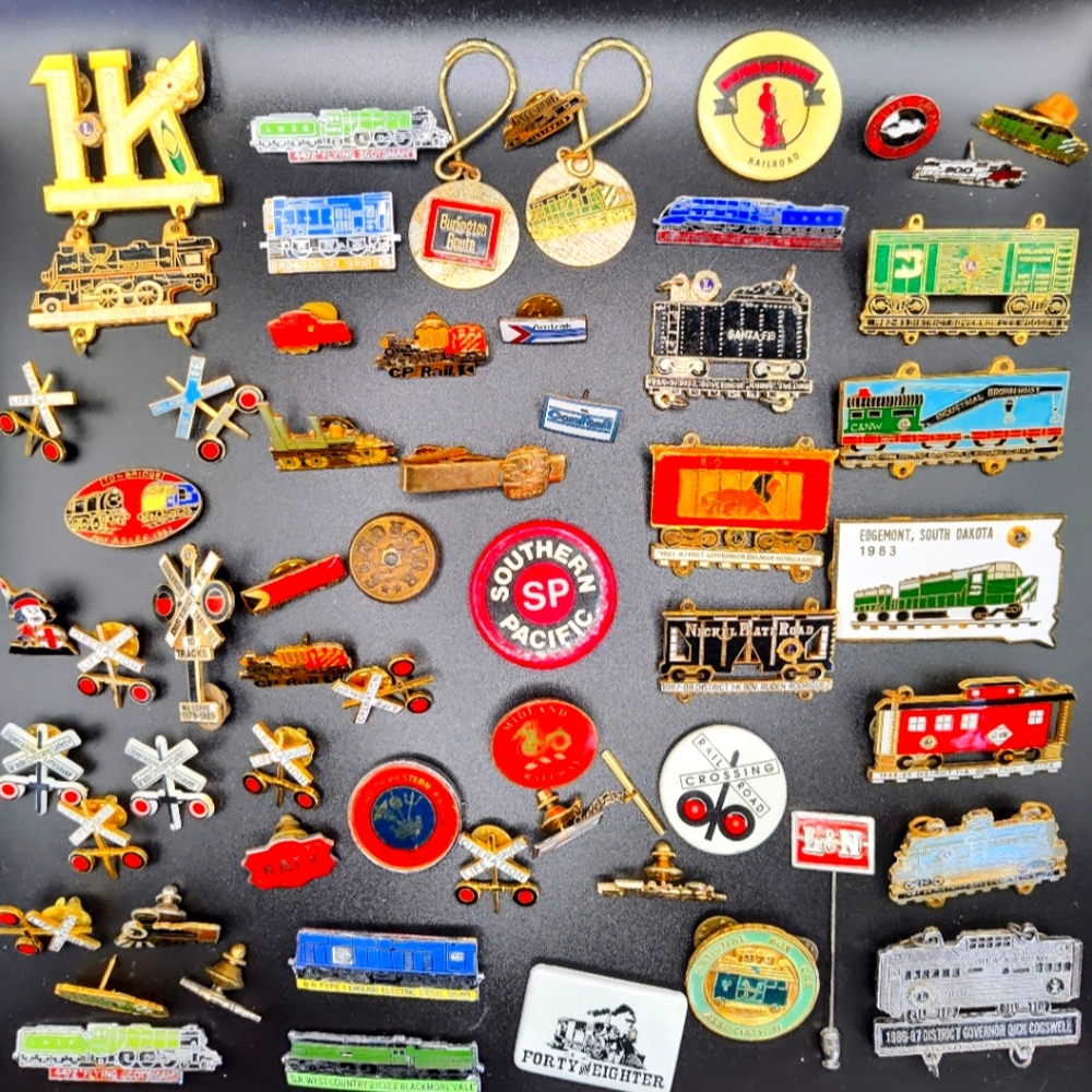 Railroad railway memorabilia collection pin keychain lot